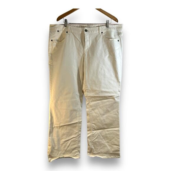 TALBOTS Heritage Ivory Boot Cut Jeans with brown hardware SZ 20WP - Picture 1 of 15